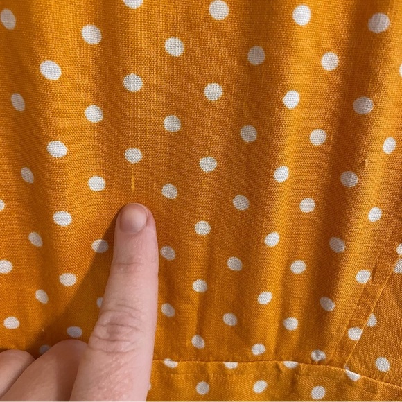 Rachel Parcell Linen Blend Polka Dot Button Front Midi Dress Orange Citrus M - Picture 16 of 16